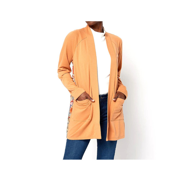 Attitudes by Renee Tops - Attitudes by Renee Mix Media Casa Comfy Cardigan- Hawaiian Ginger, 1X